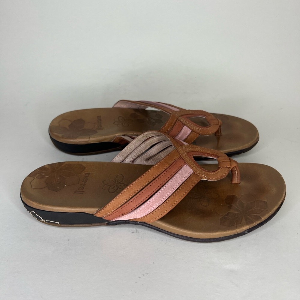 Merrell Sandals Flip Flops Women Size 37 US 6 Leather Strappy Comfort Walking